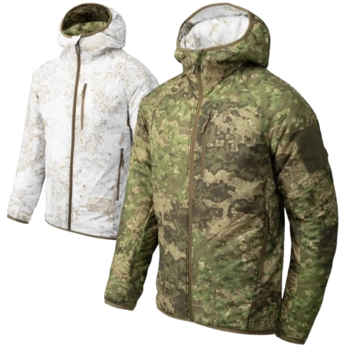 Kurtka Ocieplana Helikon Wolfhound Hoodie Dwustronna - Pencott Wildwood / Pencott Snowdrift