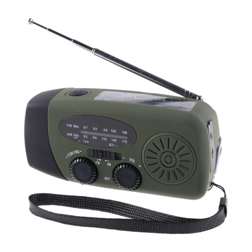 Radio Survivalowe Solarne na Korbkę Alarmowe Fosco 
