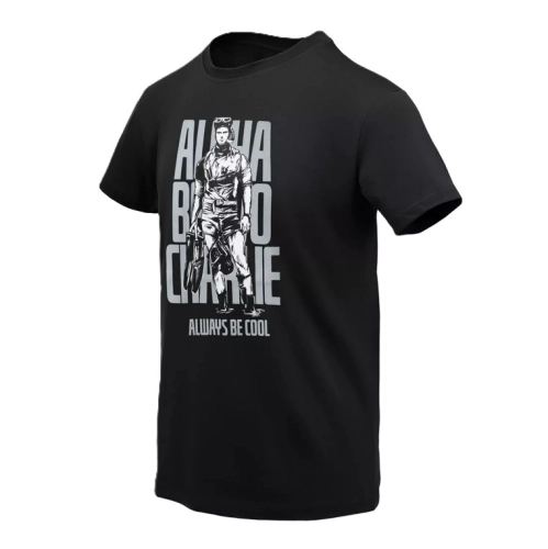 Koszulka z Nadrukiem Męska Bawełniana Helikon T-shirt ABC Alfa Bravo Charlie - Czarna