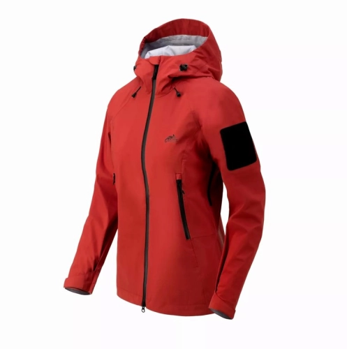 Kurtka Przeciwdeszczowa Przejściowa Damska Helikon Hardshell Squall - Czerwona