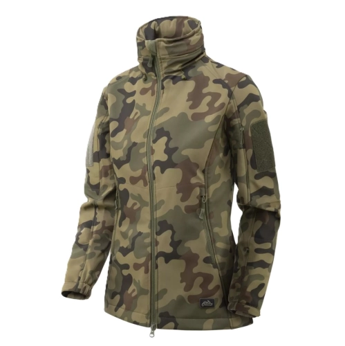 Kurtka Softshell Przeciwdeszczowa Damska Helikon Gunfighter - PL Woodland