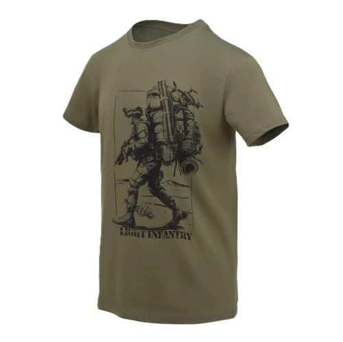 Koszulka T-shirt  Męska z Nadrukiem Bawełniana Helikon Light Infantry - Olive Green
