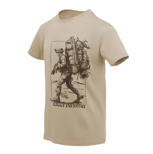 Koszulka T-shirt  Męska z Nadrukiem Bawełniana Helikon Light Infantry - Khaki