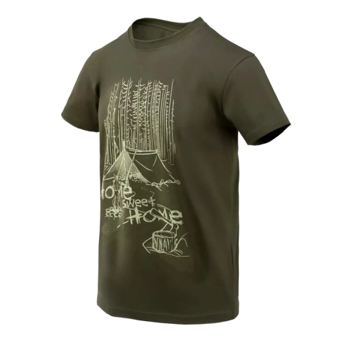Koszulka T-shirt  Męska z Nadrukiem Bawełniana Helikon Home Sweet Home - Taiga Green